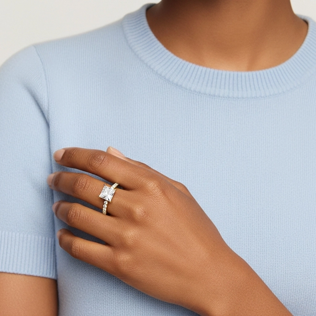 Simple Princesse 1.00ct Moissanite Bague de fiançailles