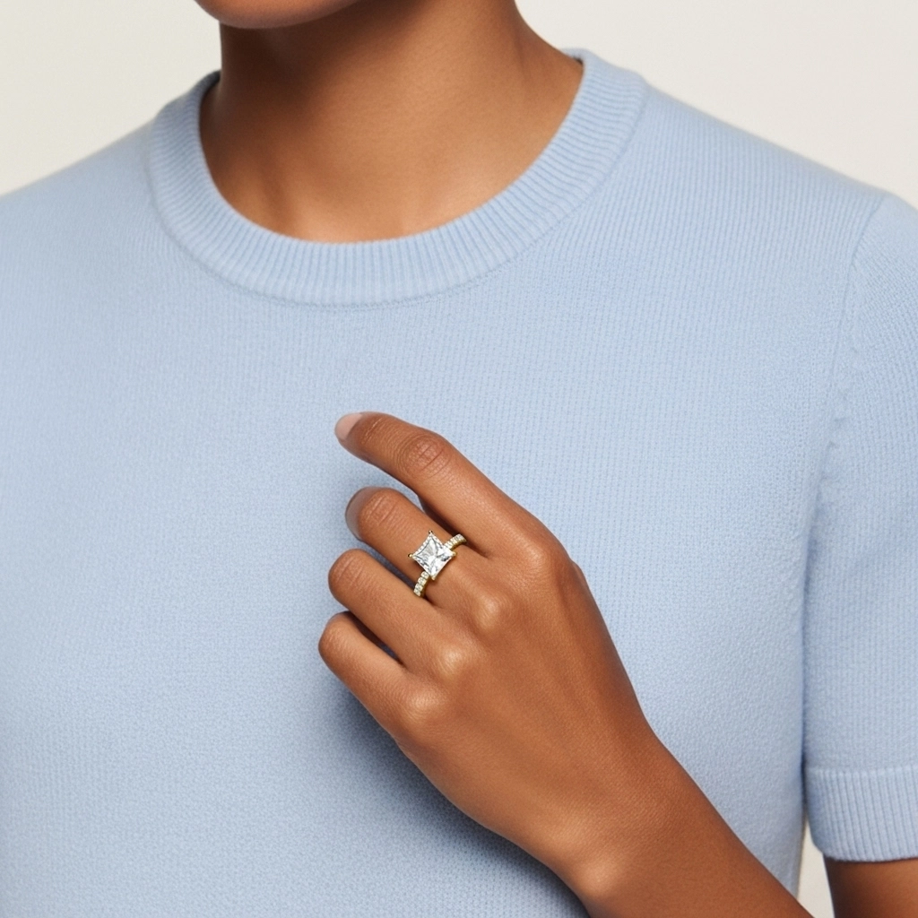 Simple Princesse 1.00ct Moissanite Bague de fiançailles