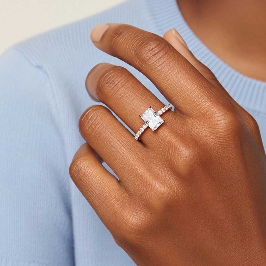 Simple Radiant 1.00ct Moissanite Bague de fiançailles