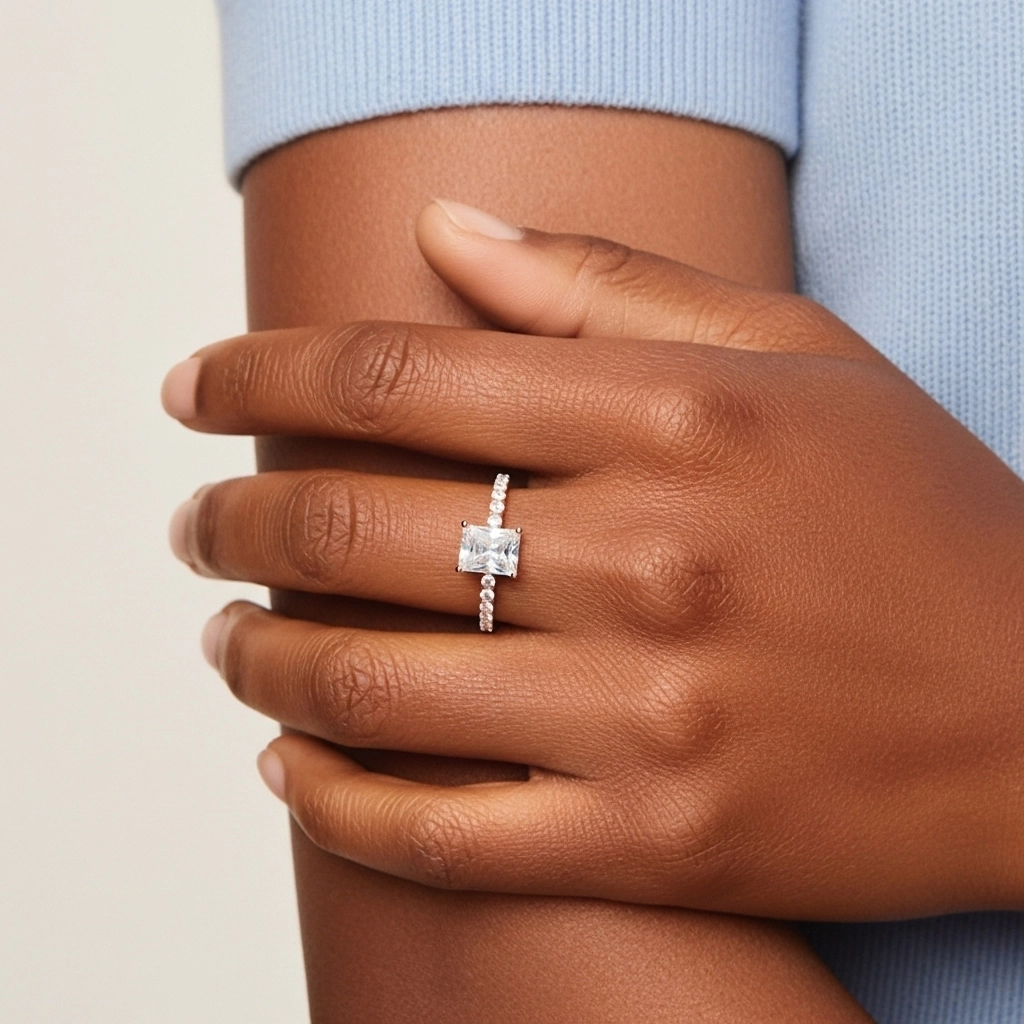 Simple Radiant 1.00ct Moissanite Bague de fiançailles