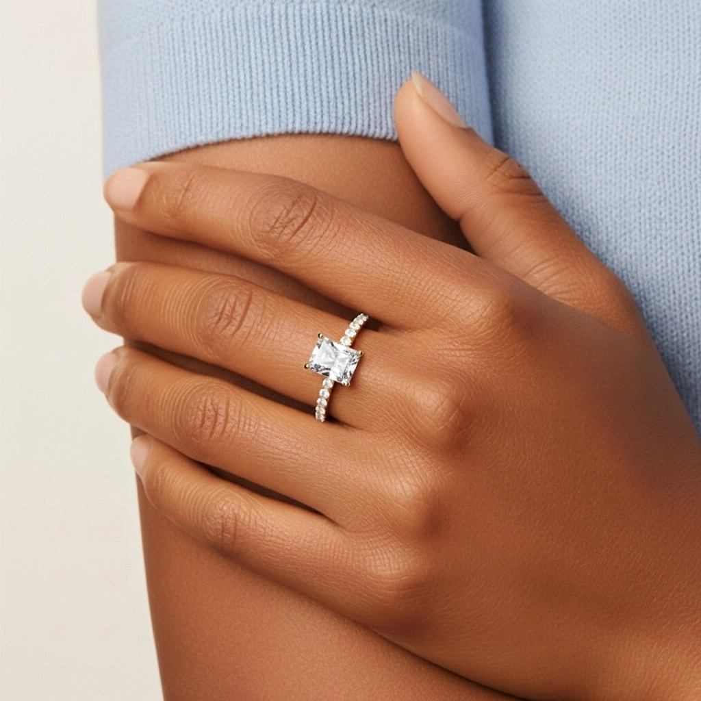 Simple Radiant 1.00ct Moissanite Bague de fiançailles