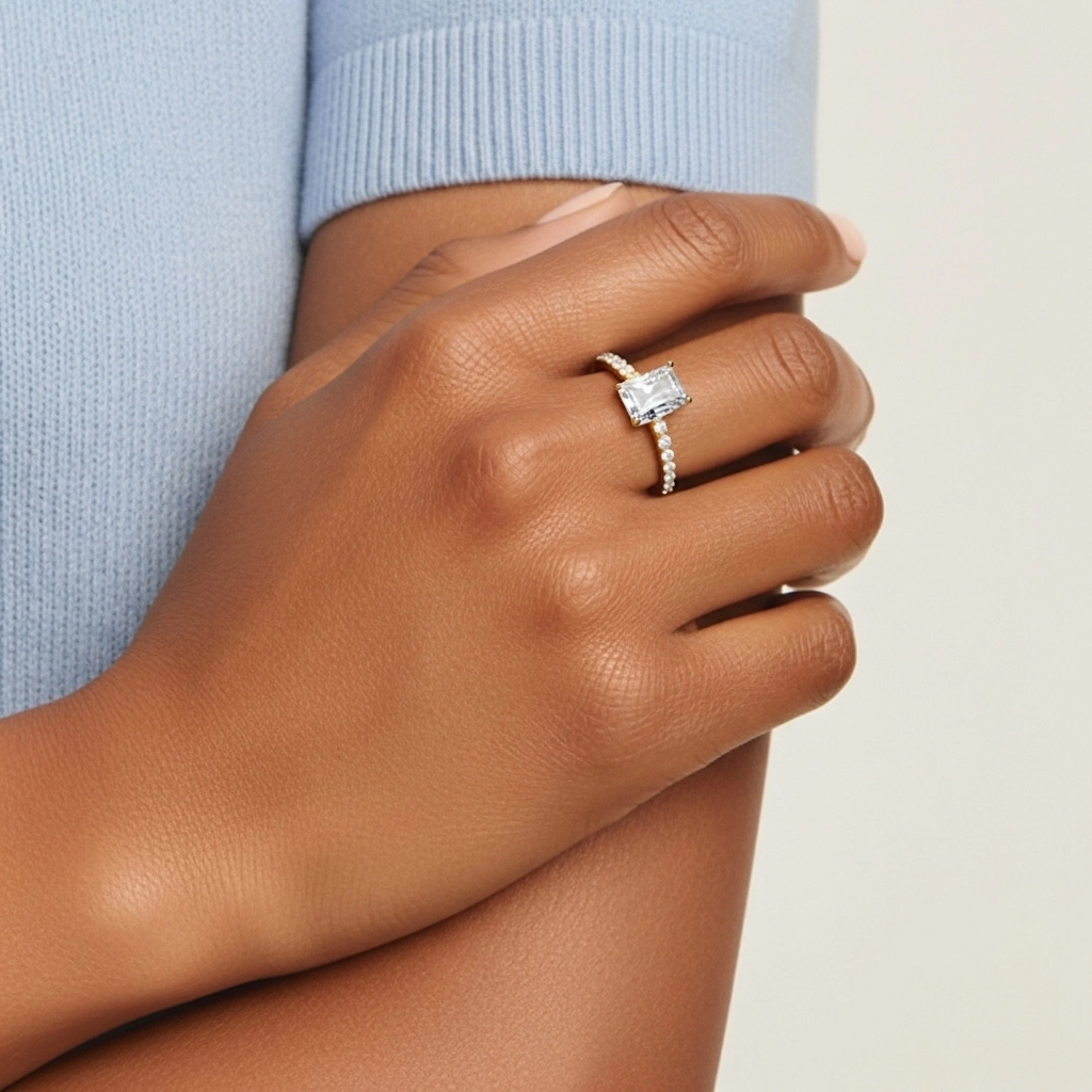 Simple Radiant 1.00ct Moissanite Bague de fiançailles