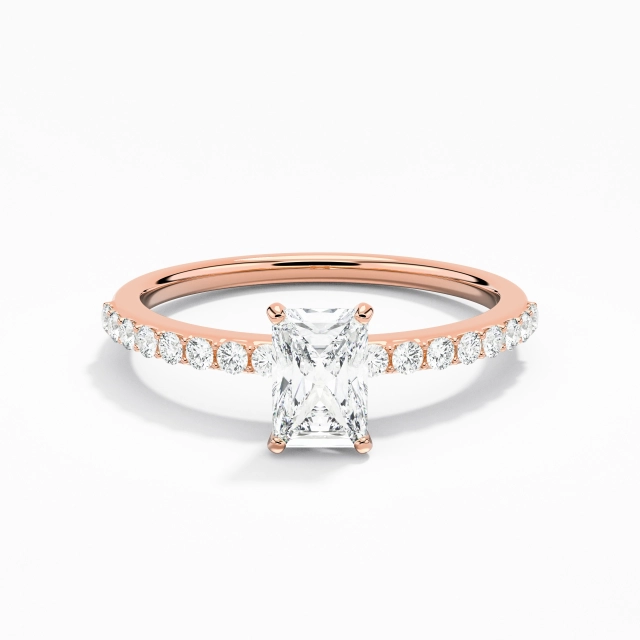 Simple Radiante Circonio cúbico Anillo de Compromiso 0.80ct En Blanco Plata esterlina 925 Garra Pata recta