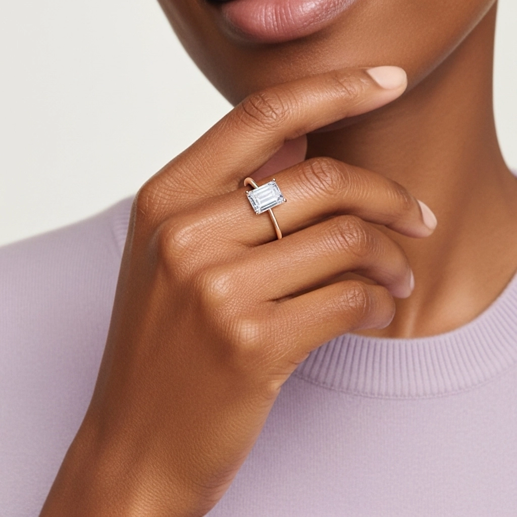 925 Sterling Silver Moissanite Engagement Ring