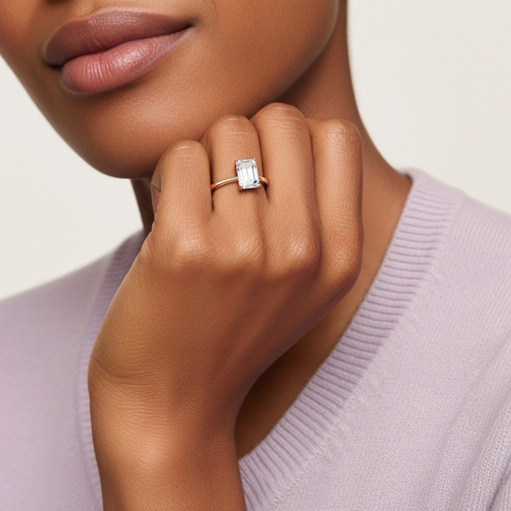 925 Sterling Silver Moissanite Engagement Ring