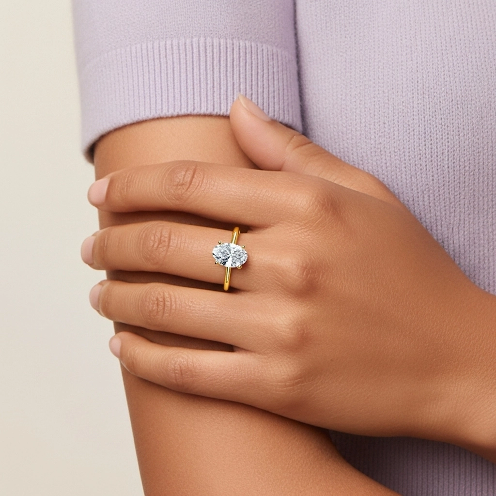 Argent sterling 925 Moissanite Bague de fiançailles