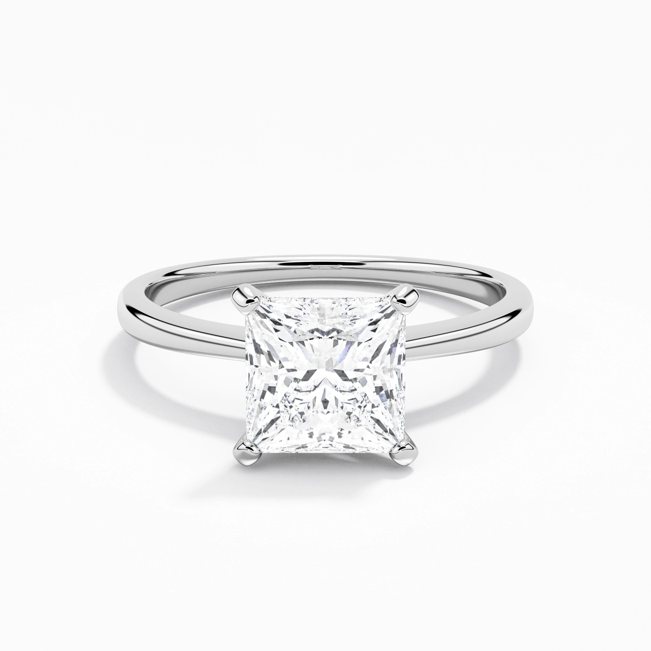 14K White Gold Moissanite Engagement Ring