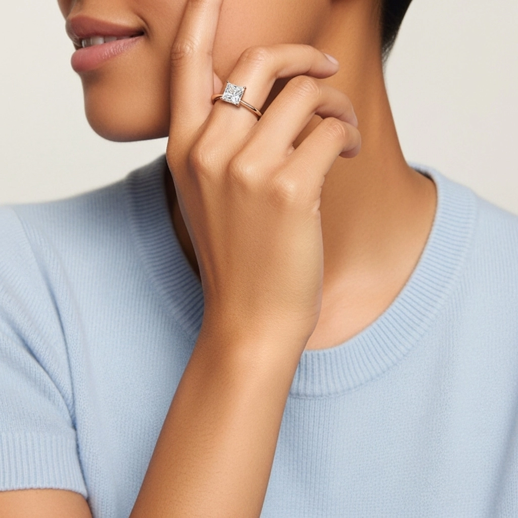 925 Sterling Silver Cubic Zirconia Engagement Ring