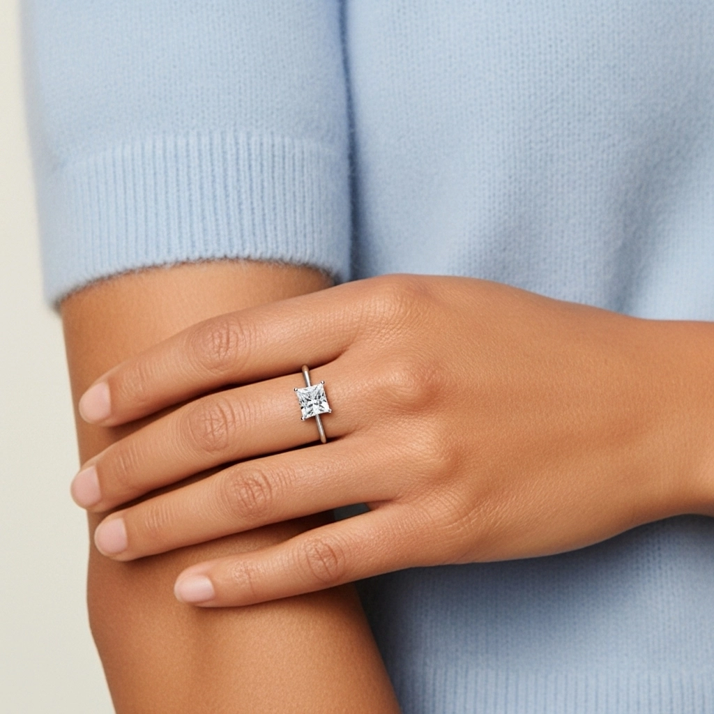 925 Sterling Silver Cubic Zirconia Engagement Ring