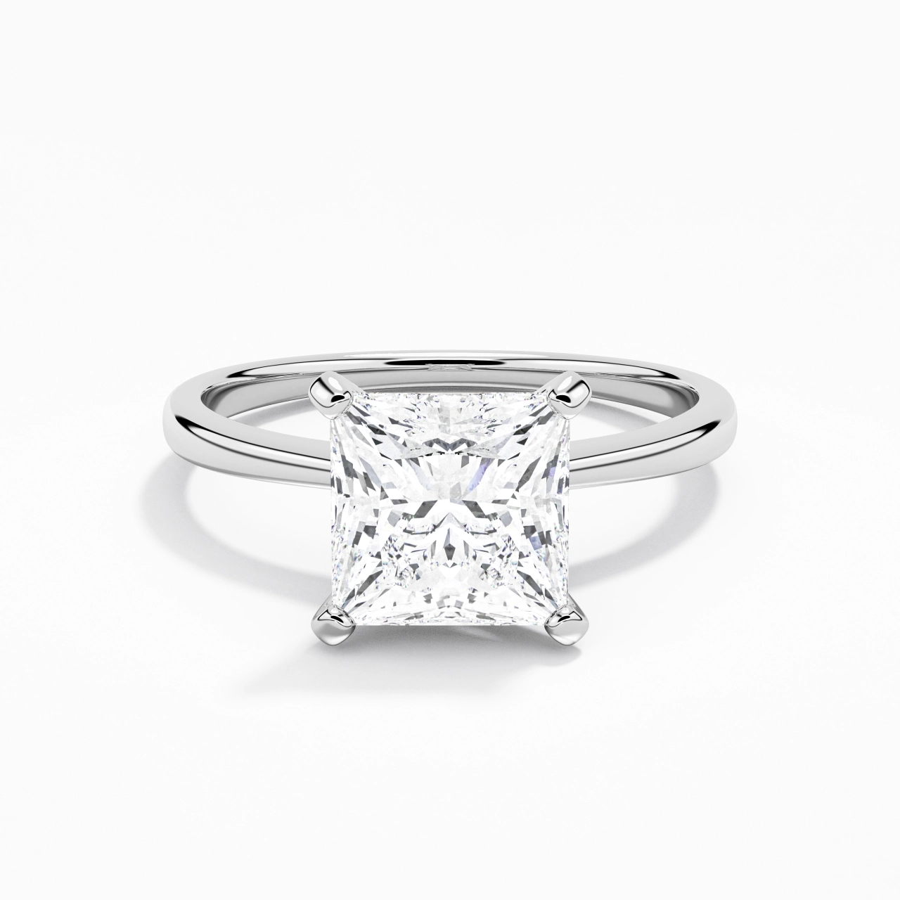 14K White Gold Moissanite Engagement Ring