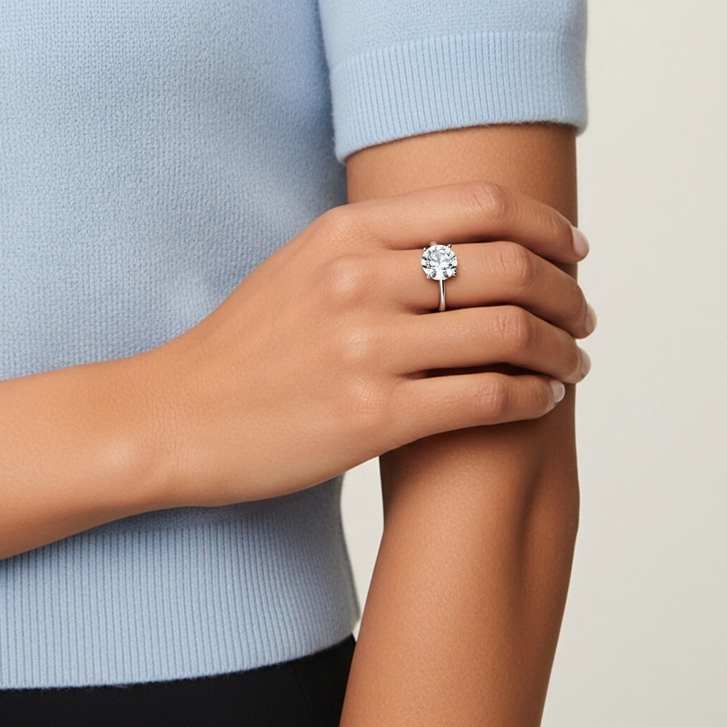 925 Sterling Silver Cubic Zirconia Engagement Ring