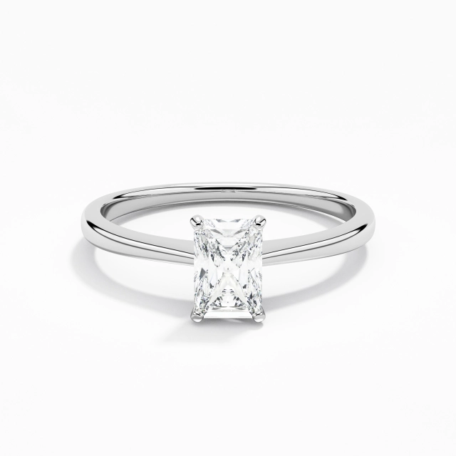 Argent sterling 925 Solitaire Coutume Bague de fiançailles Polonais Placage Or blanc Classique Radiant Zircon cubique 0.80ct Conique Inversée