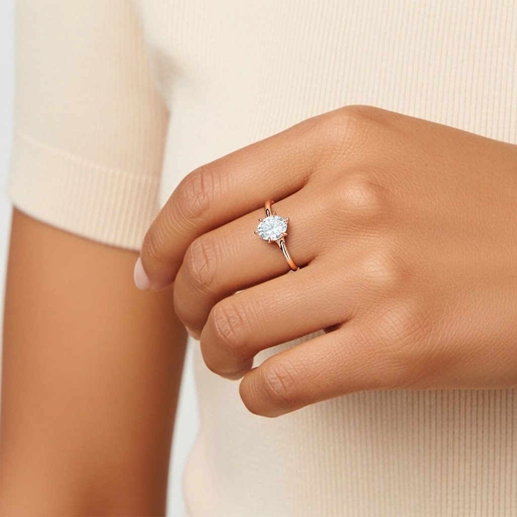 Classique Ovale Coupé Bague de fiançailles