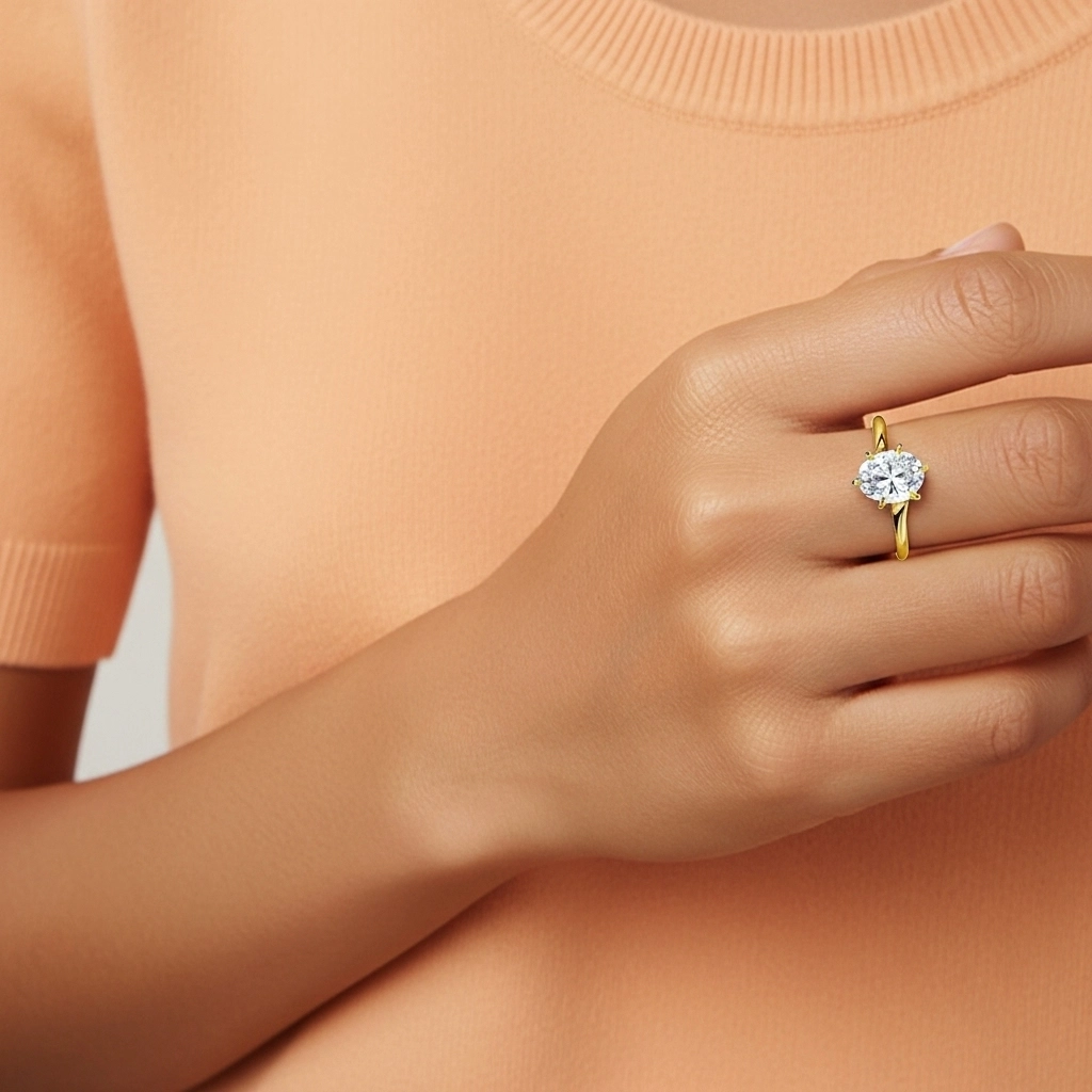 Classique Ovale Coupé Bague de fiançailles