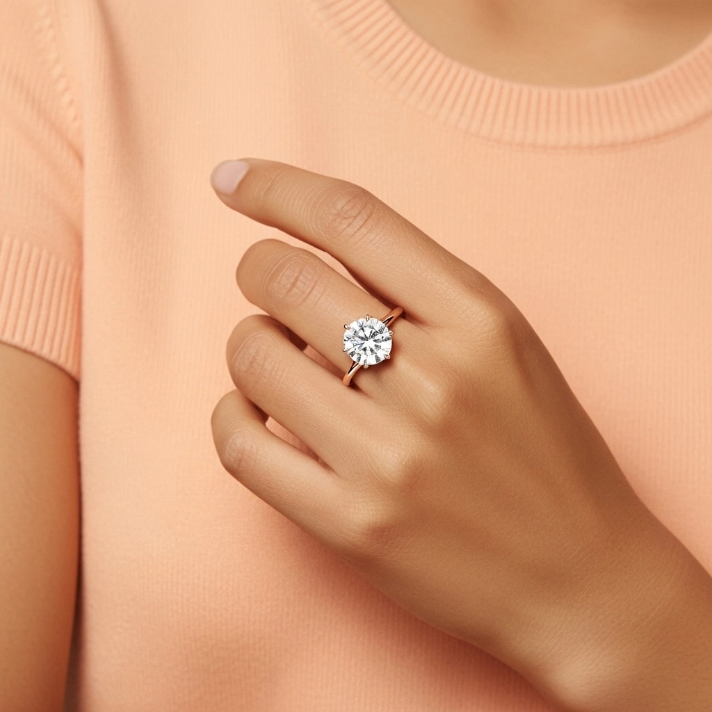 Classique Rond Coupé Bague de fiançailles