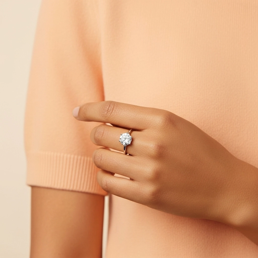 Classique Rond Coupé Bague de fiançailles