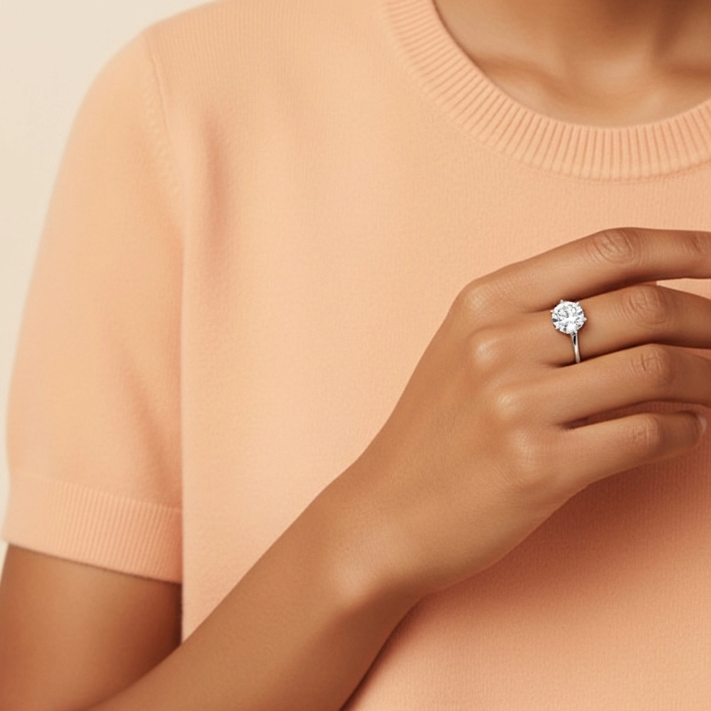 Classique Rond Coupé Bague de fiançailles