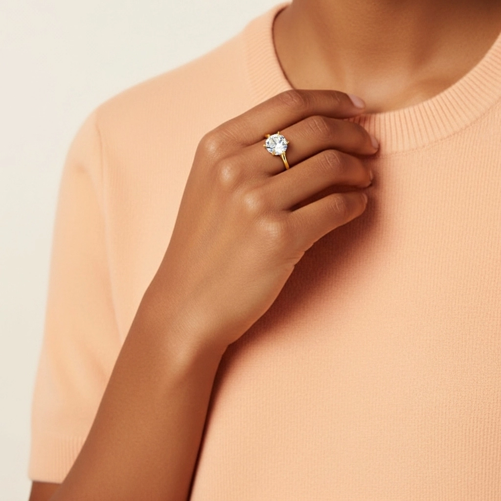 Classique Rond Coupé Bague de fiançailles