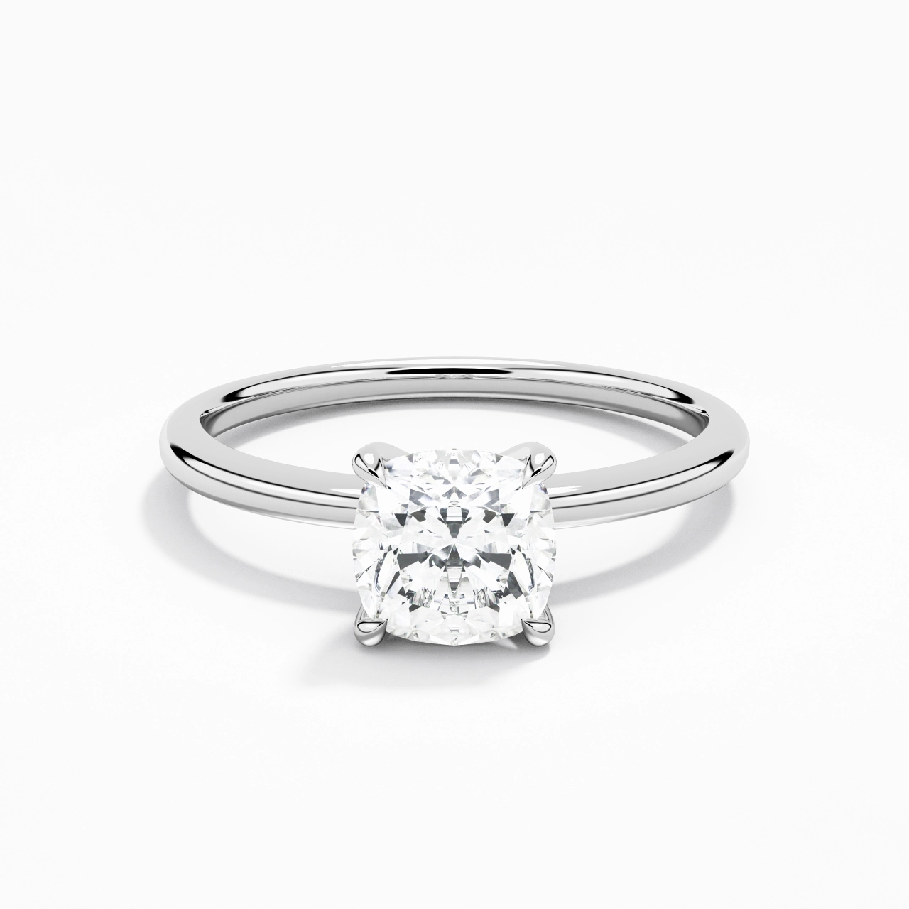 1.00ct Moissanite Engagement Ring 14K White Gold