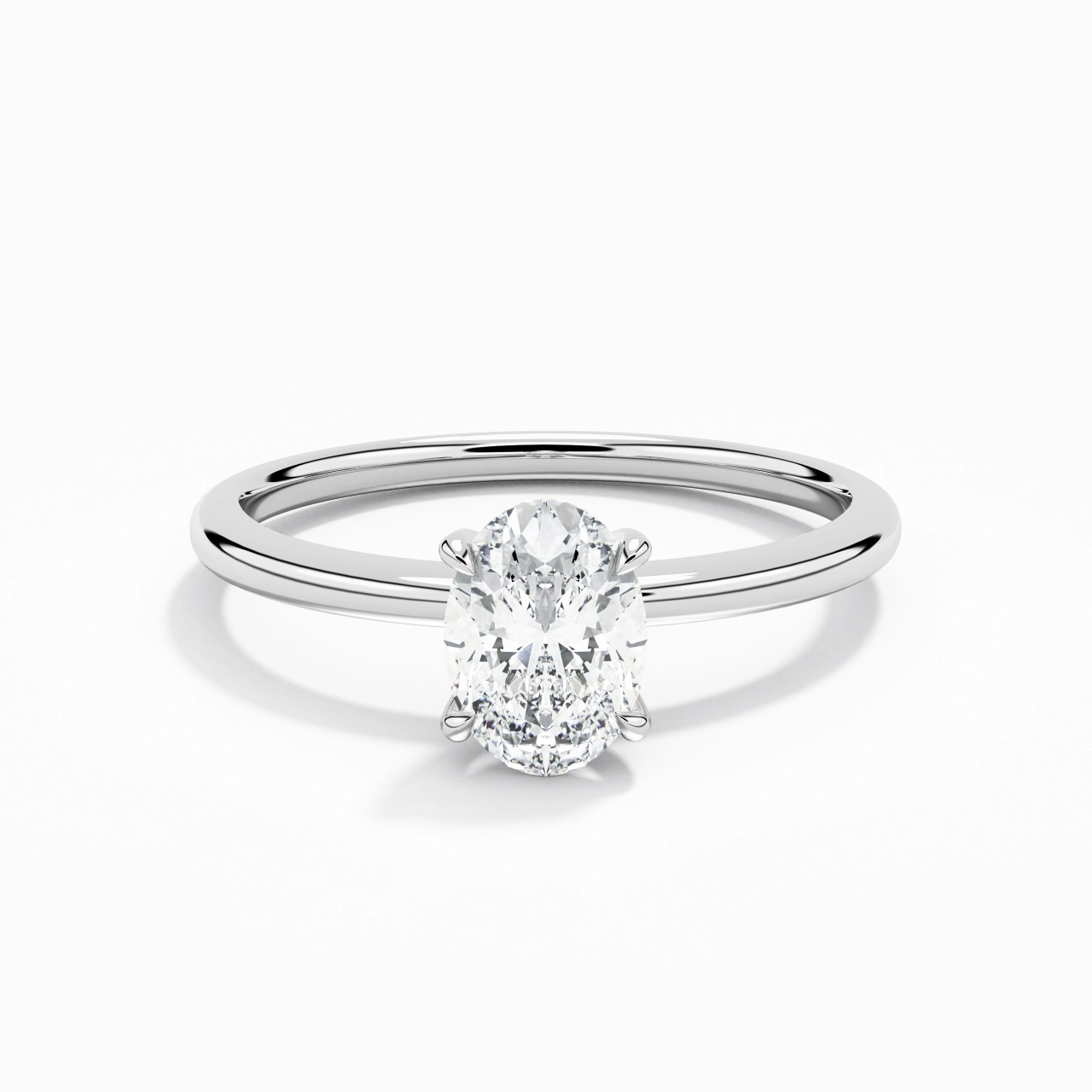 1.00ct Moissanite Engagement Ring 14K White Gold