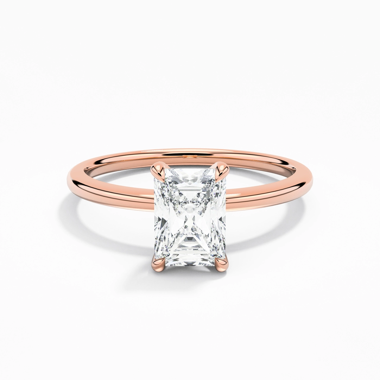 1.00ct Moissanite Engagement Ring 14K Rose Gold