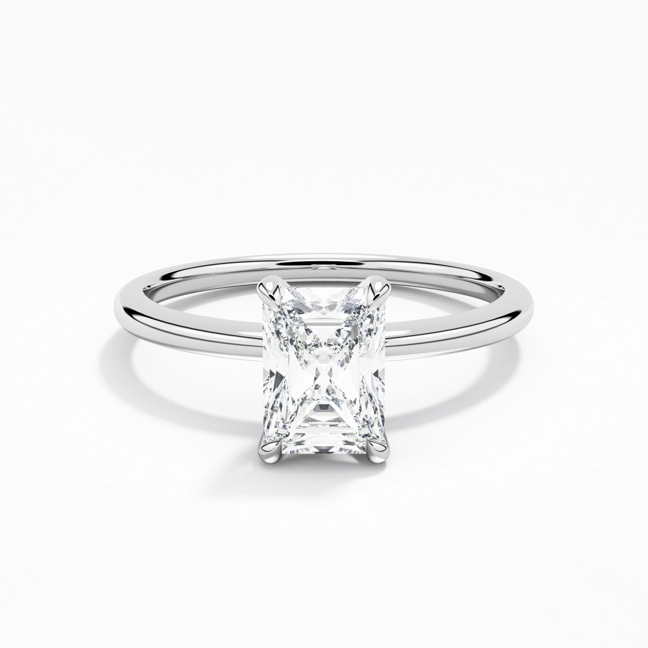 1.00ct Moissanite Engagement Ring 14K White Gold