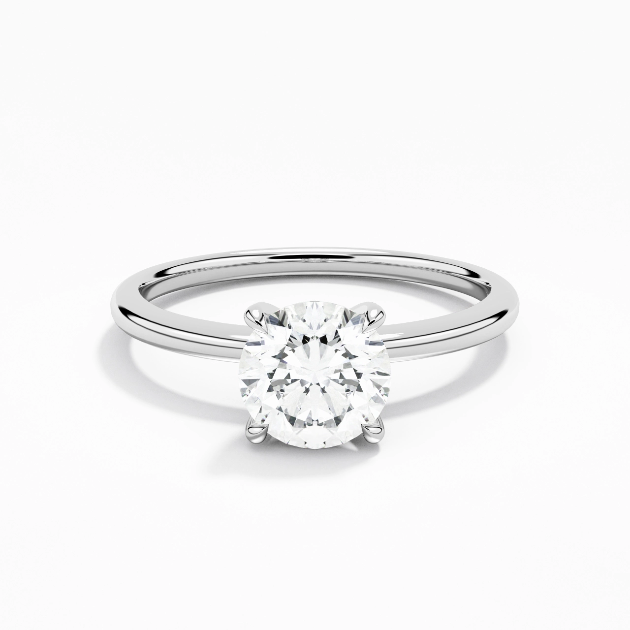 1.00ct Moissanite Engagement Ring 14K White Gold