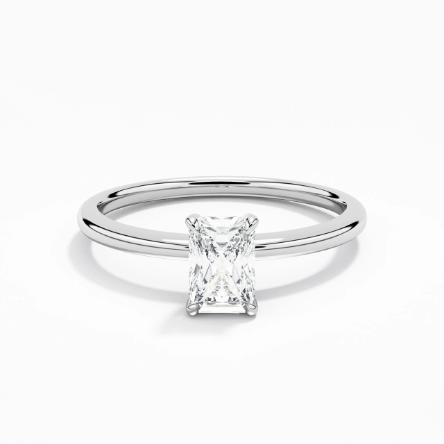 0.80ct Radiant Cubic Zirconia Engagement Ring 925 Sterling Silver Solitaire Prong Classic Straight Shank