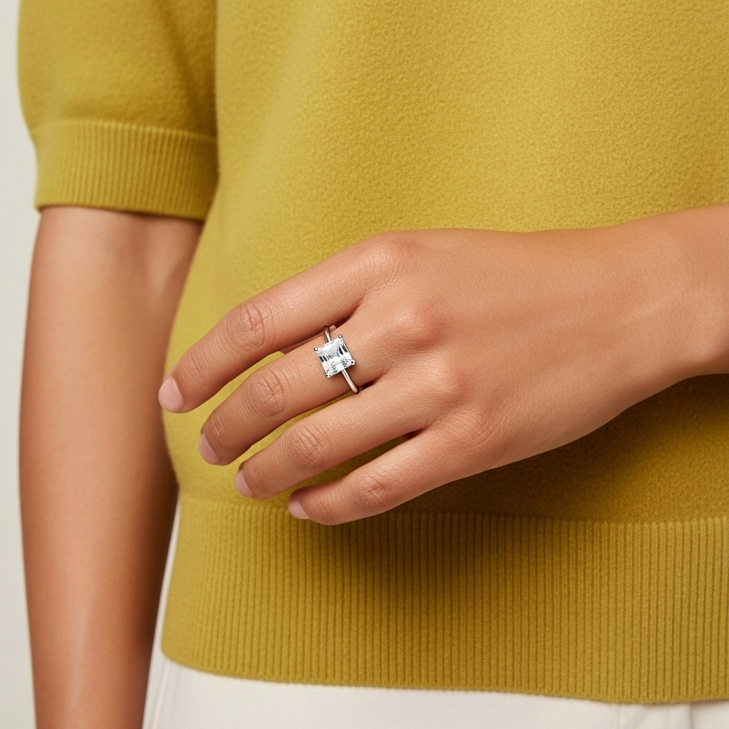 1.00ct Circonio cúbico Anillo de Compromiso Plata esterlina 925