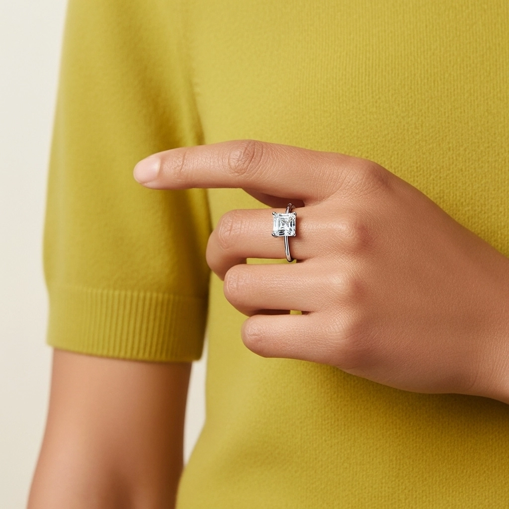 1.00ct Circonio cúbico Anillo de Compromiso Plata esterlina 925