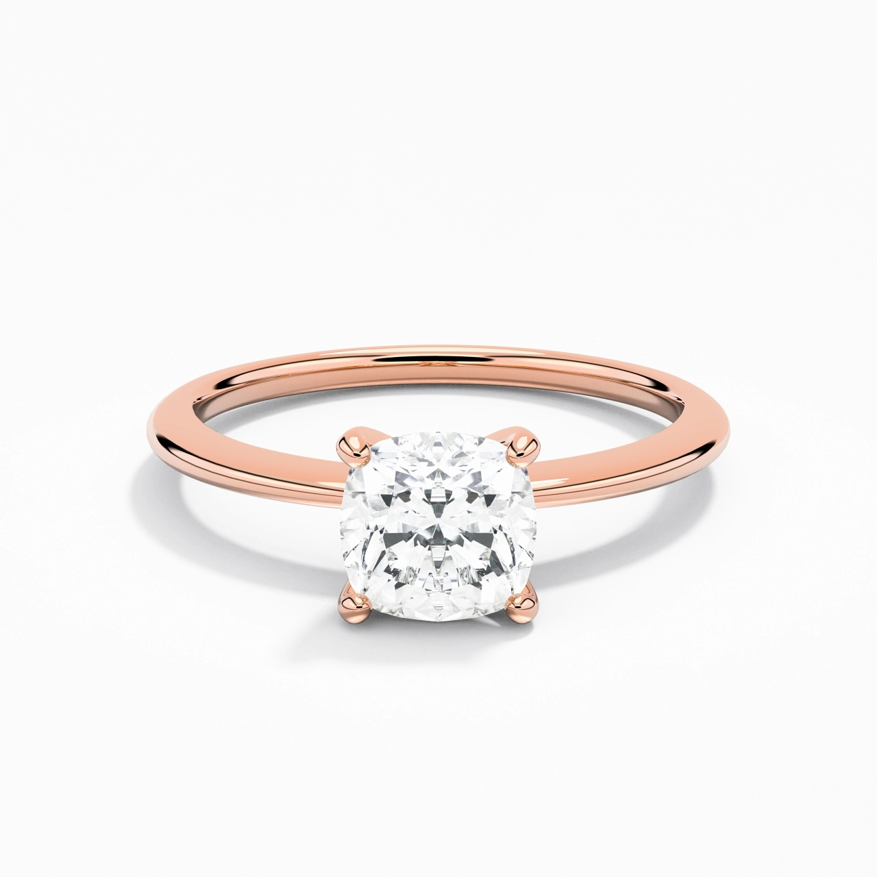 1.00ct Moissanite Engagement Ring 14K Rose Gold