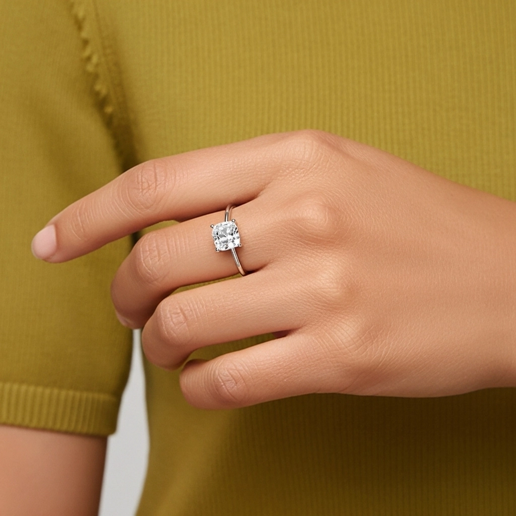 1.00ct Cubic Zirconia Engagement Ring 925 Sterling Silver