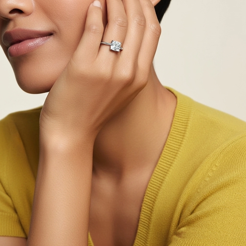 1.00ct Cubic Zirconia Engagement Ring 925 Sterling Silver