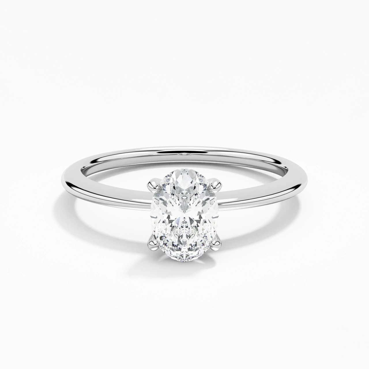 1.00ct Moissanite Engagement Ring 14K White Gold