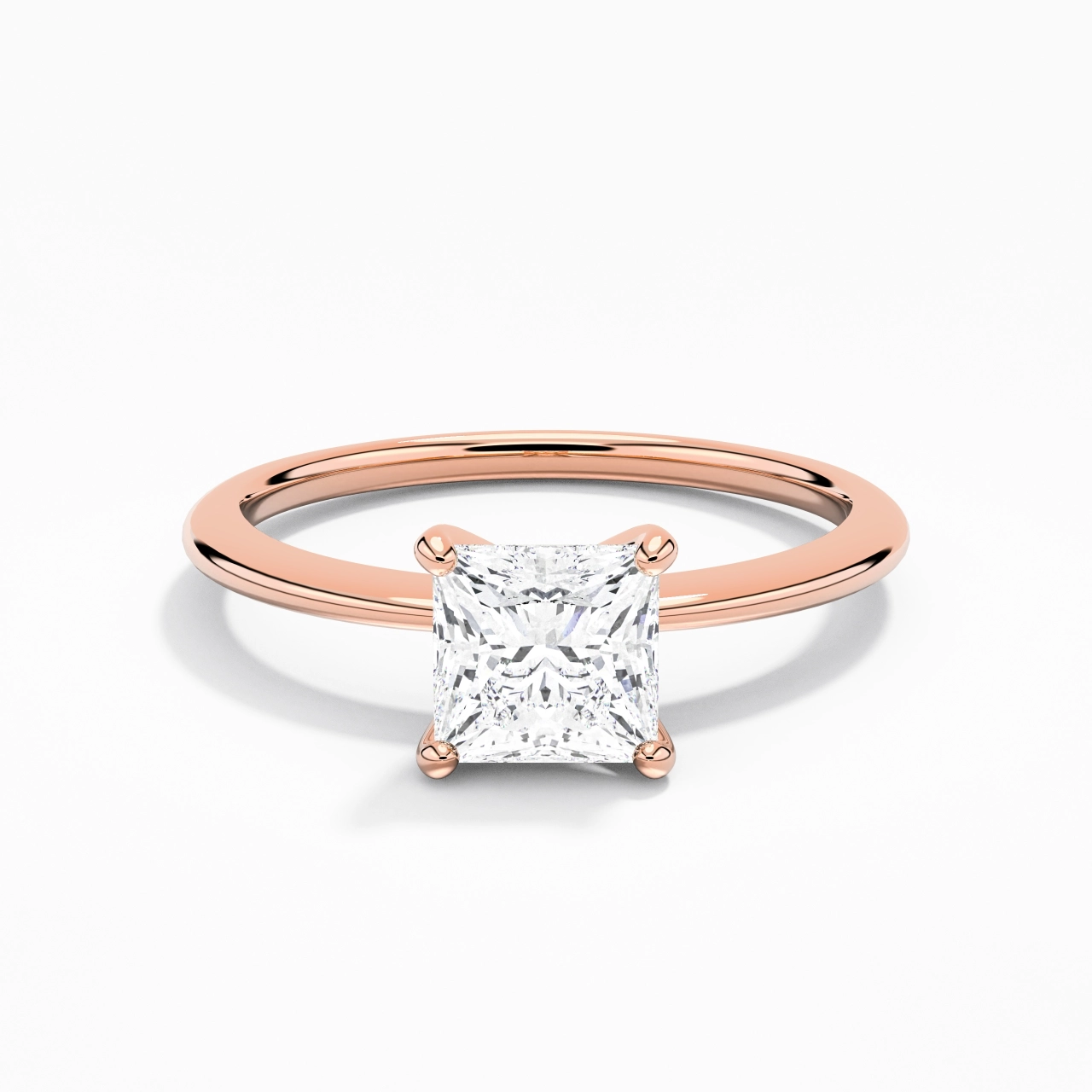 1.00ct Moissanite Engagement Ring 14K Rose Gold