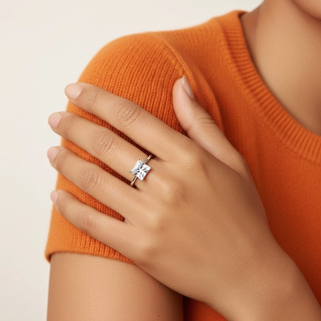 1.00ct Circonio cúbico Anillo de Compromiso Plata esterlina 925