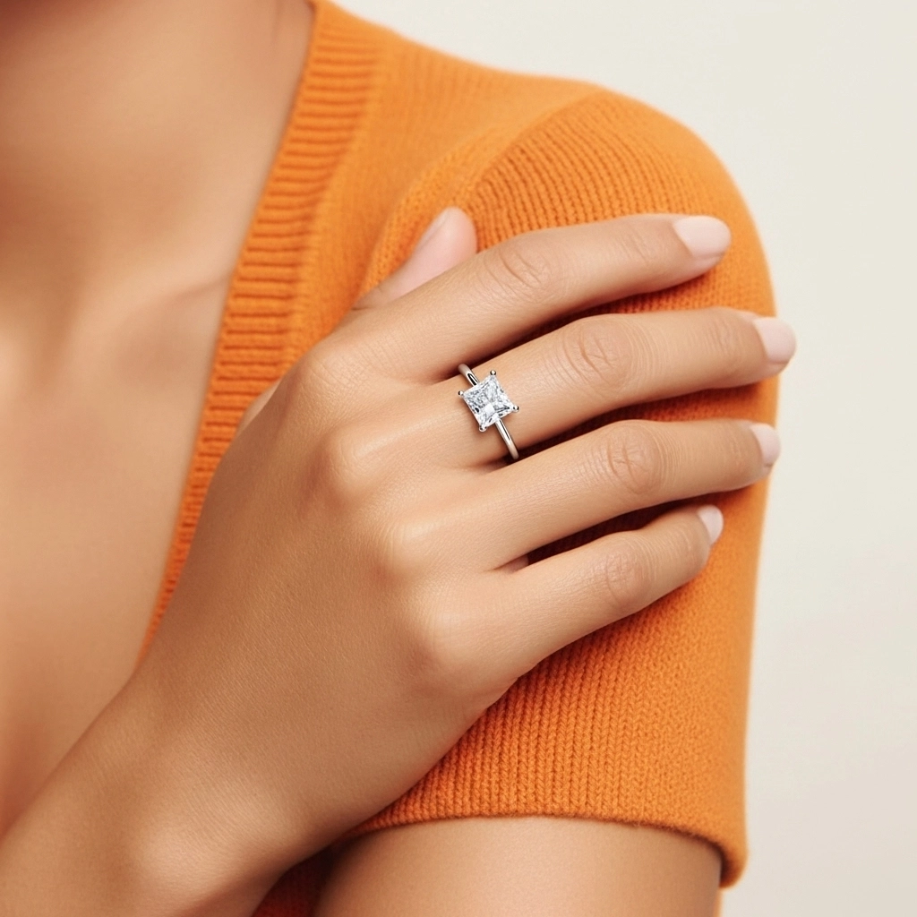 1.00ct Circonio cúbico Anillo de Compromiso Plata esterlina 925