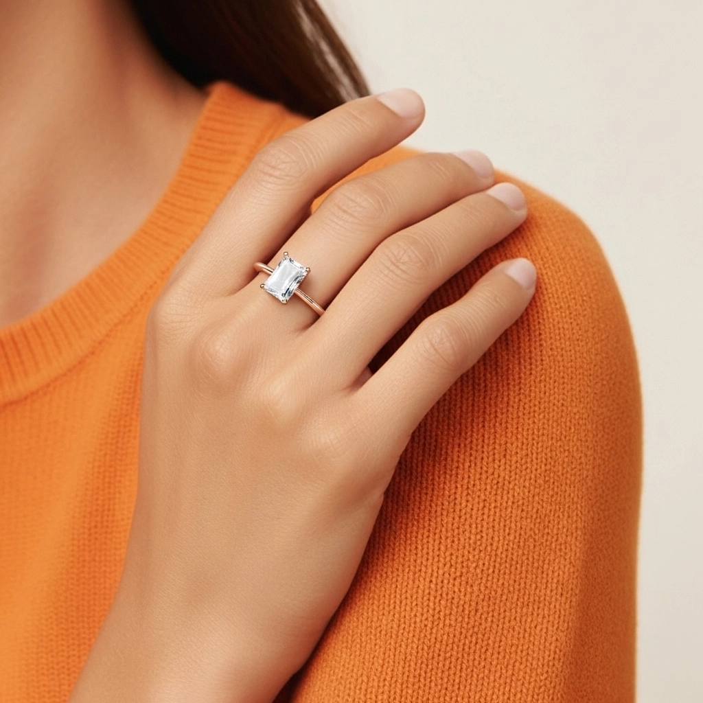 0.80ct Circonio cúbico Anillo de Compromiso Plata esterlina 925