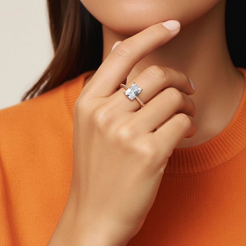 0.80ct Circonio cúbico Anillo de Compromiso Plata esterlina 925