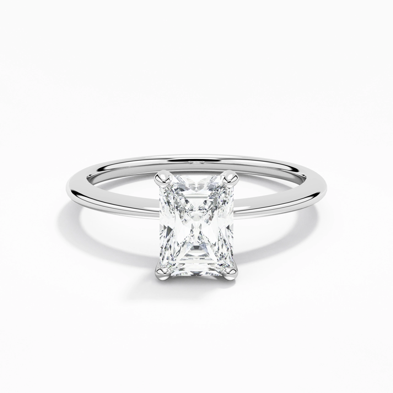 1.00ct Moissanite Engagement Ring 14K White Gold