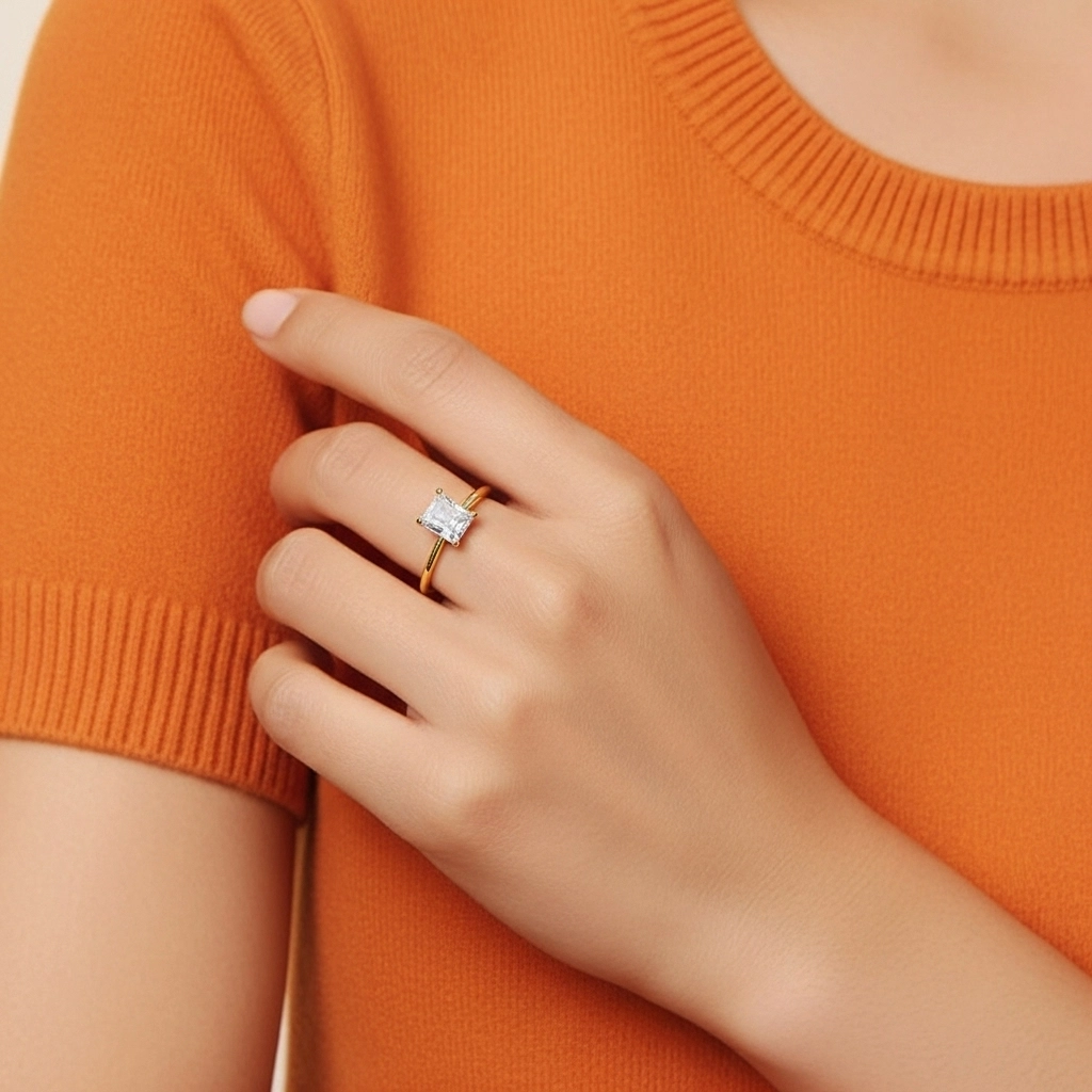 0.80ct Circonio cúbico Anillo de Compromiso Plata esterlina 925