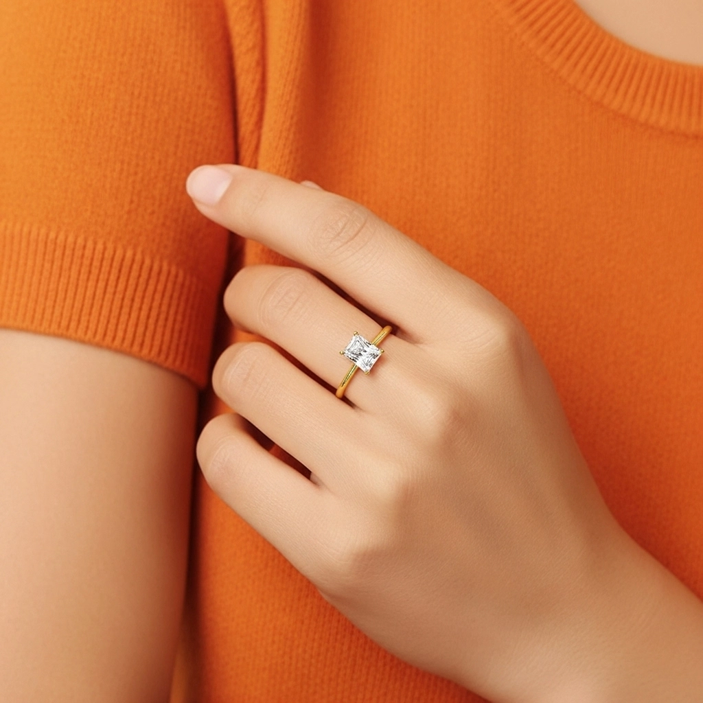 0.80ct Circonio cúbico Anillo de Compromiso Plata esterlina 925