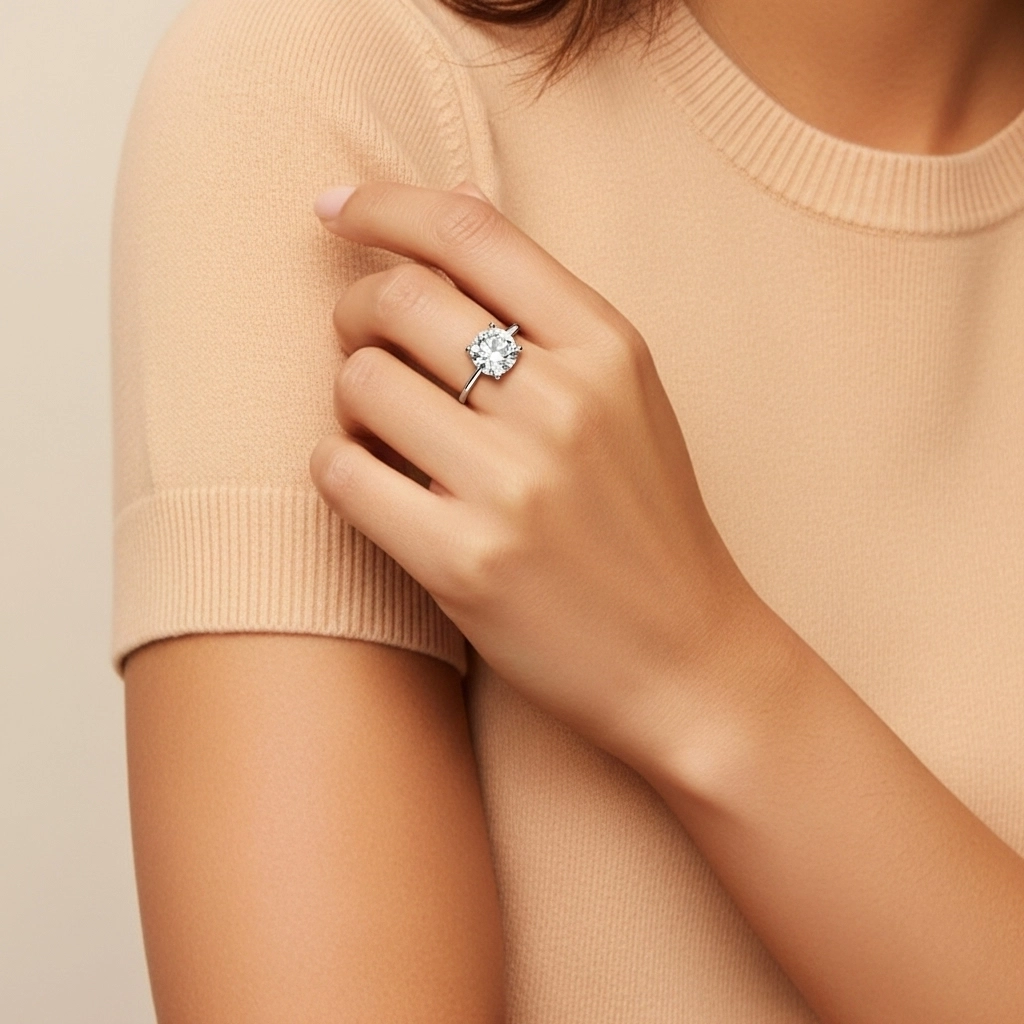 1.00ct Cubic Zirconia Engagement Ring 925 Sterling Silver