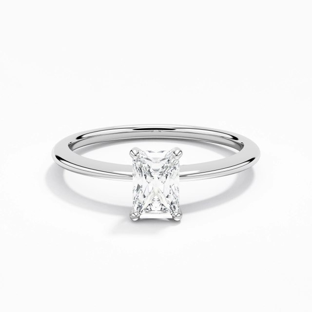 0.80ct Radiant Cubic Zirconia Engagement Ring 925 Sterling Silver Solitaire Prong Classic Knife Edge Shank