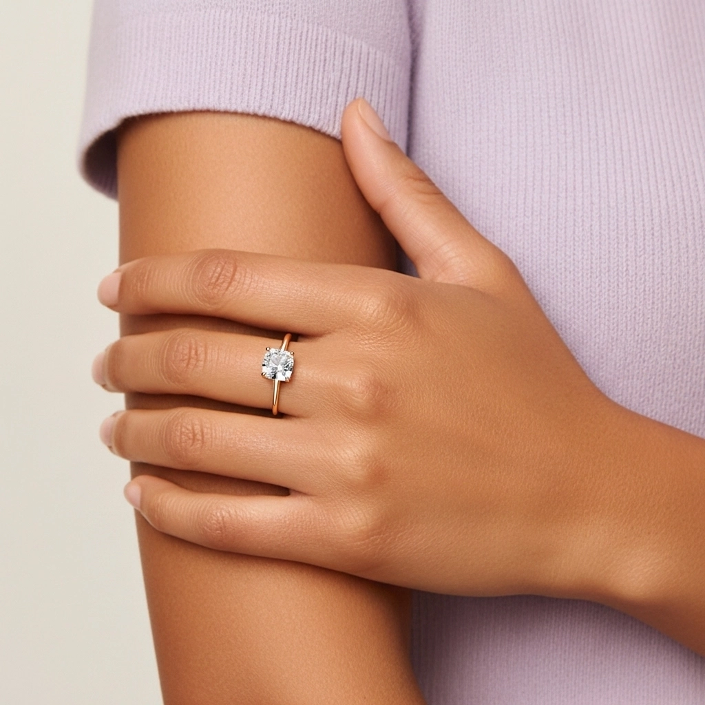 Or rose 18 carats Plaqué Classique Bague de fiançailles