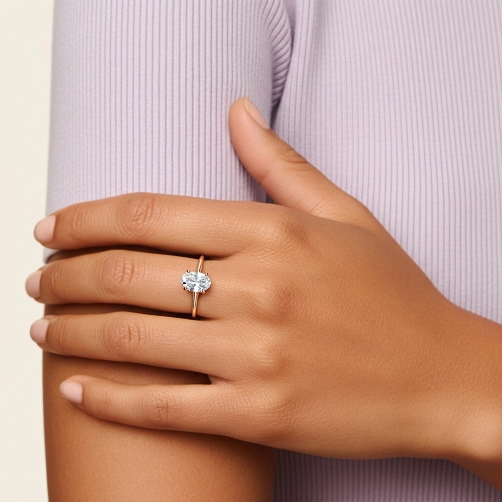 Or rose 18 carats Plaqué Classique Bague de fiançailles