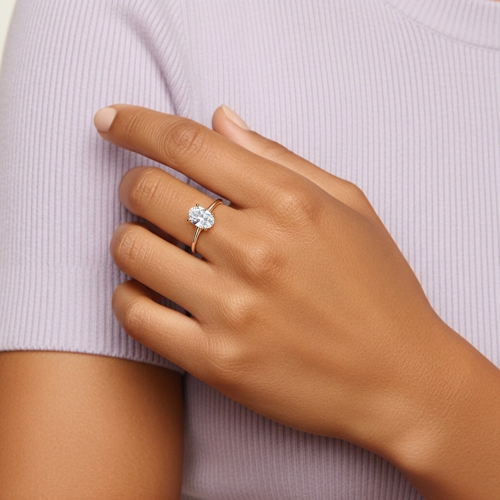 Or rose 18 carats Plaqué Classique Bague de fiançailles