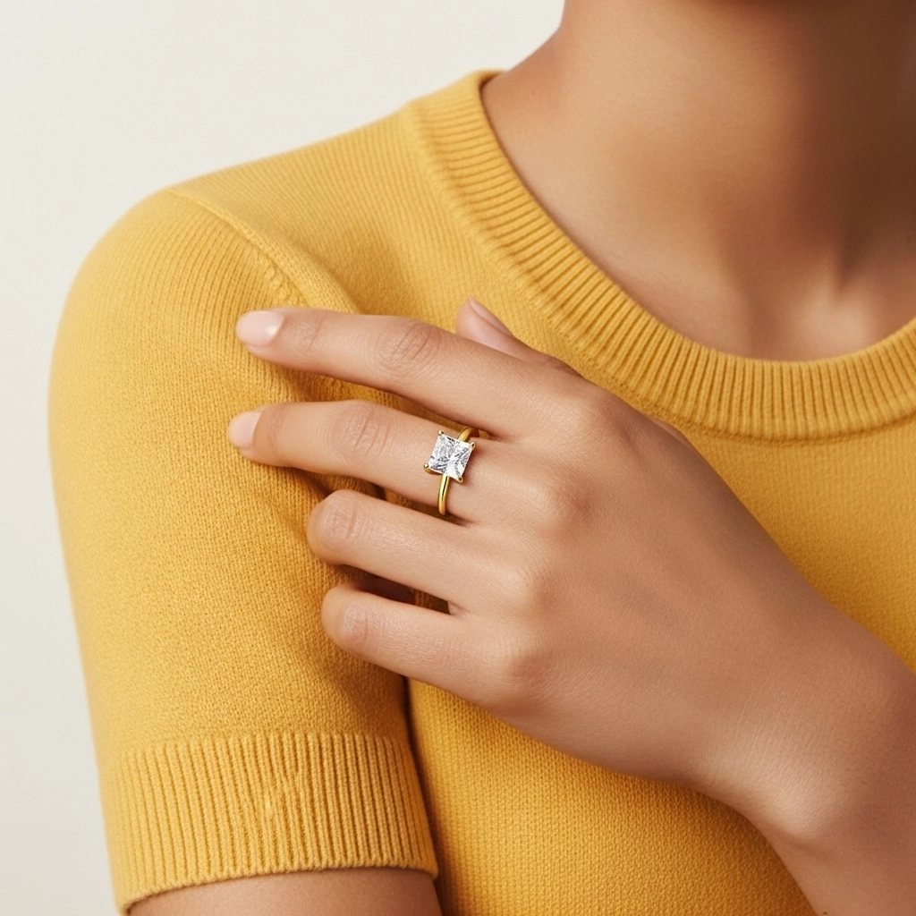 Or jaune 18 carats Plaqué Classique Bague de fiançailles