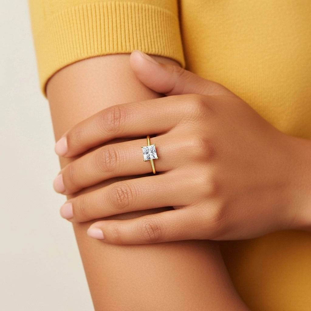 Or jaune 18 carats Plaqué Classique Bague de fiançailles