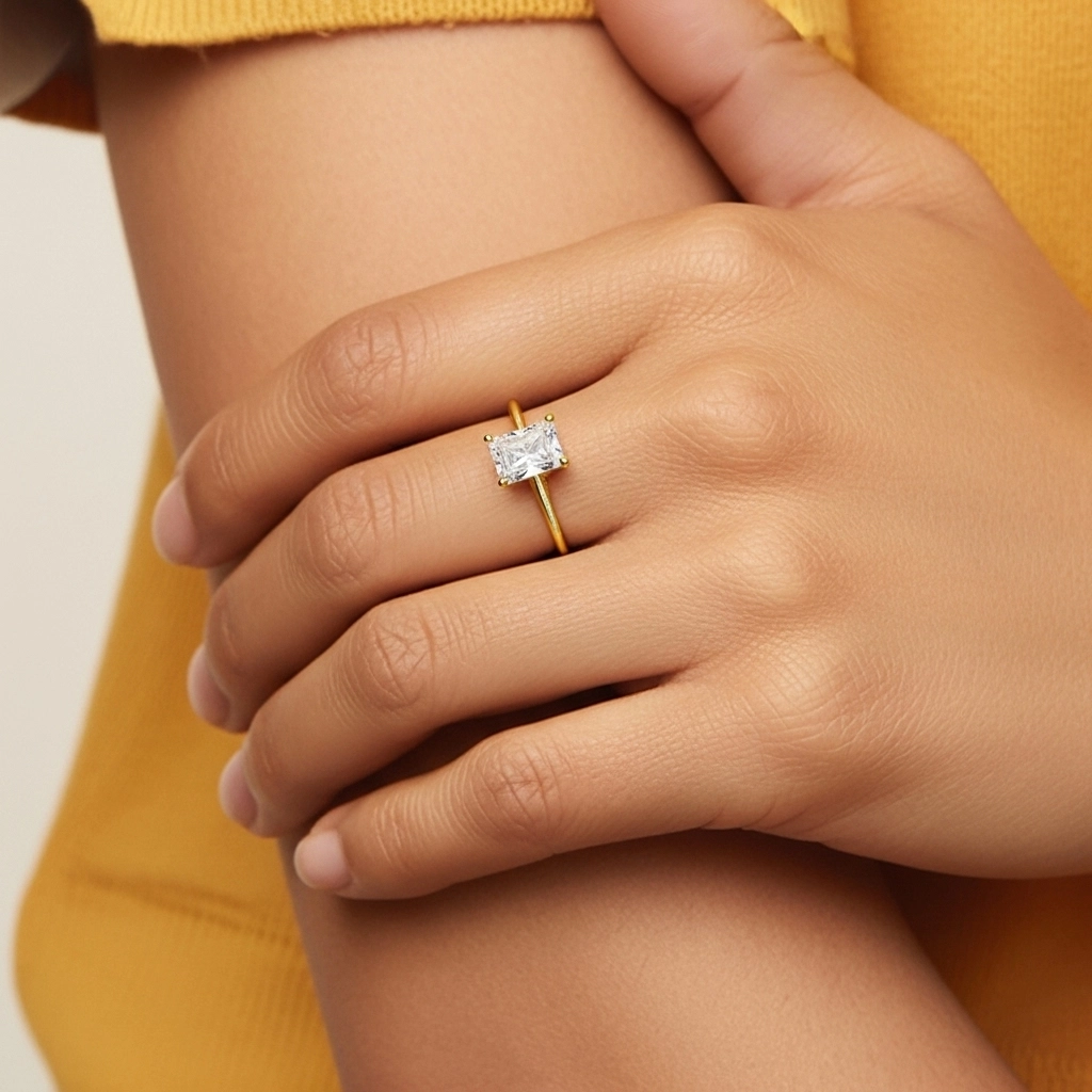 Or jaune 18 carats Plaqué Classique Bague de fiançailles